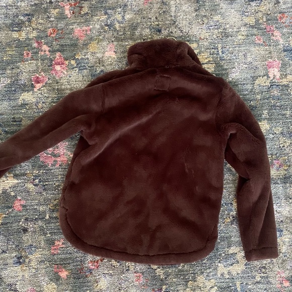 Abercrombie & Fitch Dark Brown Faux Fur Quarter Zip - Picture 3 of 3